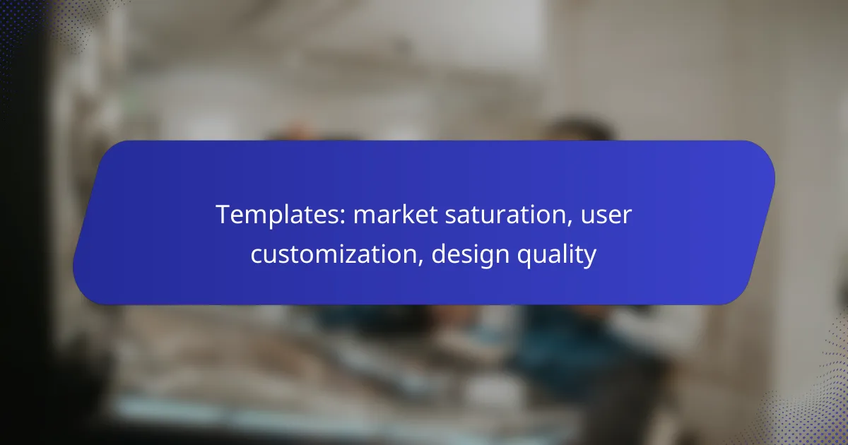 Templates: market saturation, user customization, design quality